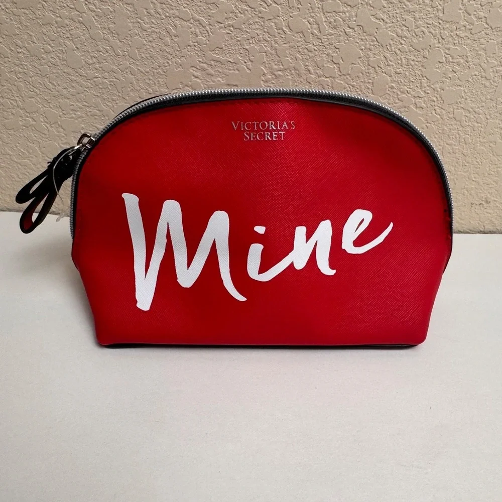 Victorias Secret Mine Cosmetic Makeup Bag Red Travel Case NWOT Zip Pouch